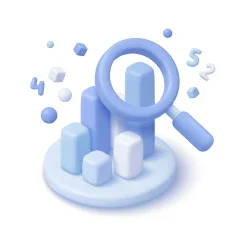 Icône 3D analyse de données et tableaux de bord — cas d’usage data et reporting