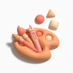 Icône 3D palette créative et formes graphiques — cas d’usage design et création visuelle