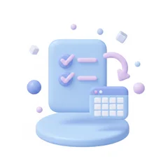 Icône 3D formulaire coché vers tableur — collecte de données