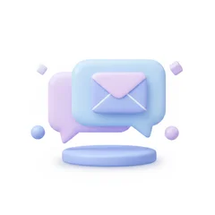 Icône 3D bulles de discussion et enveloppe — communication et messagerie d'équipe