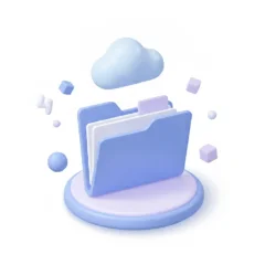 Icône 3D dossier partagé et nuage — gestion documentaire partagée