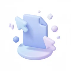 Icône 3D document collaboratif — production à plusieurs en temps réel