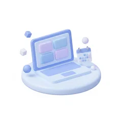 Icône 3D visioconférence et agenda — réunions et organisation à distance