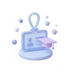 Icône 3D badge et toque — RH et formation
