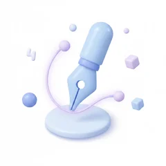 Icône 3D plume et courbe de Bézier — création de logo et identité visuelle