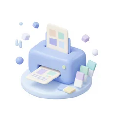 Icône 3D imprimante et nuancier — print et préparation imprimeur