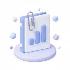 Icône 3D rapport relié avec graphique — rapports d'activité