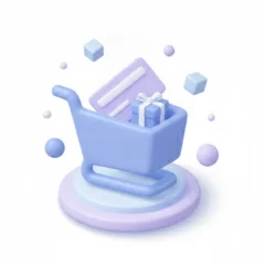 Icône 3D panier e-commerce — boutique WooCommerce
