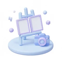 Icône 3D chevalet portfolio — site créatif et personnel