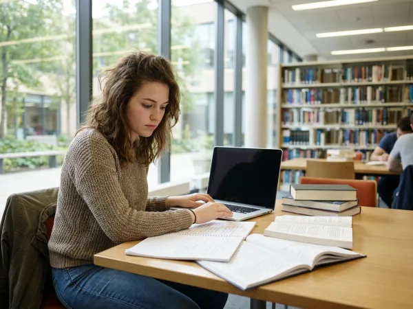 Étudiante suivant une formation Pack Office sur son ordinateur portable