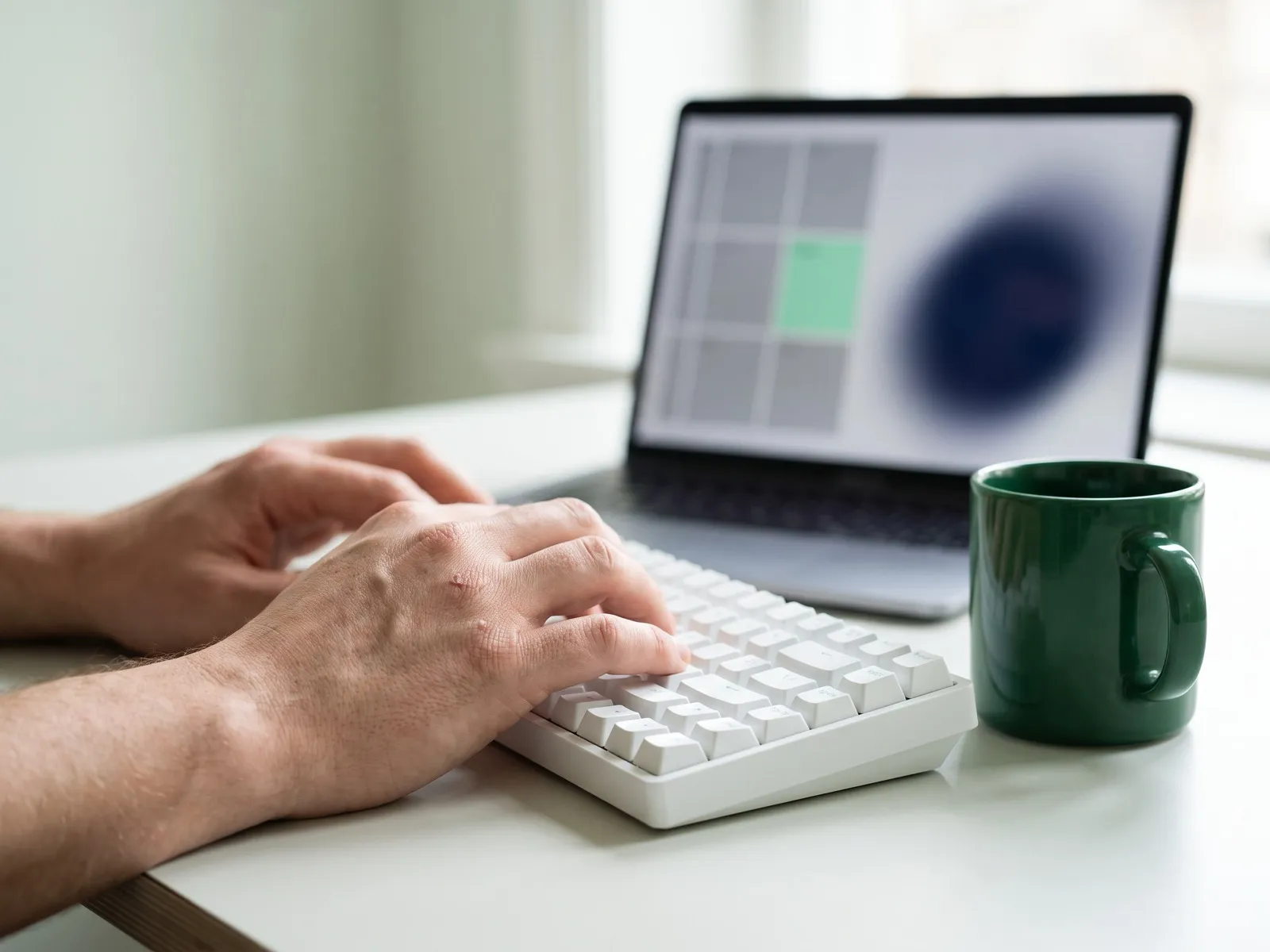 Mains sur un clavier devant une feuille de calcul Excel