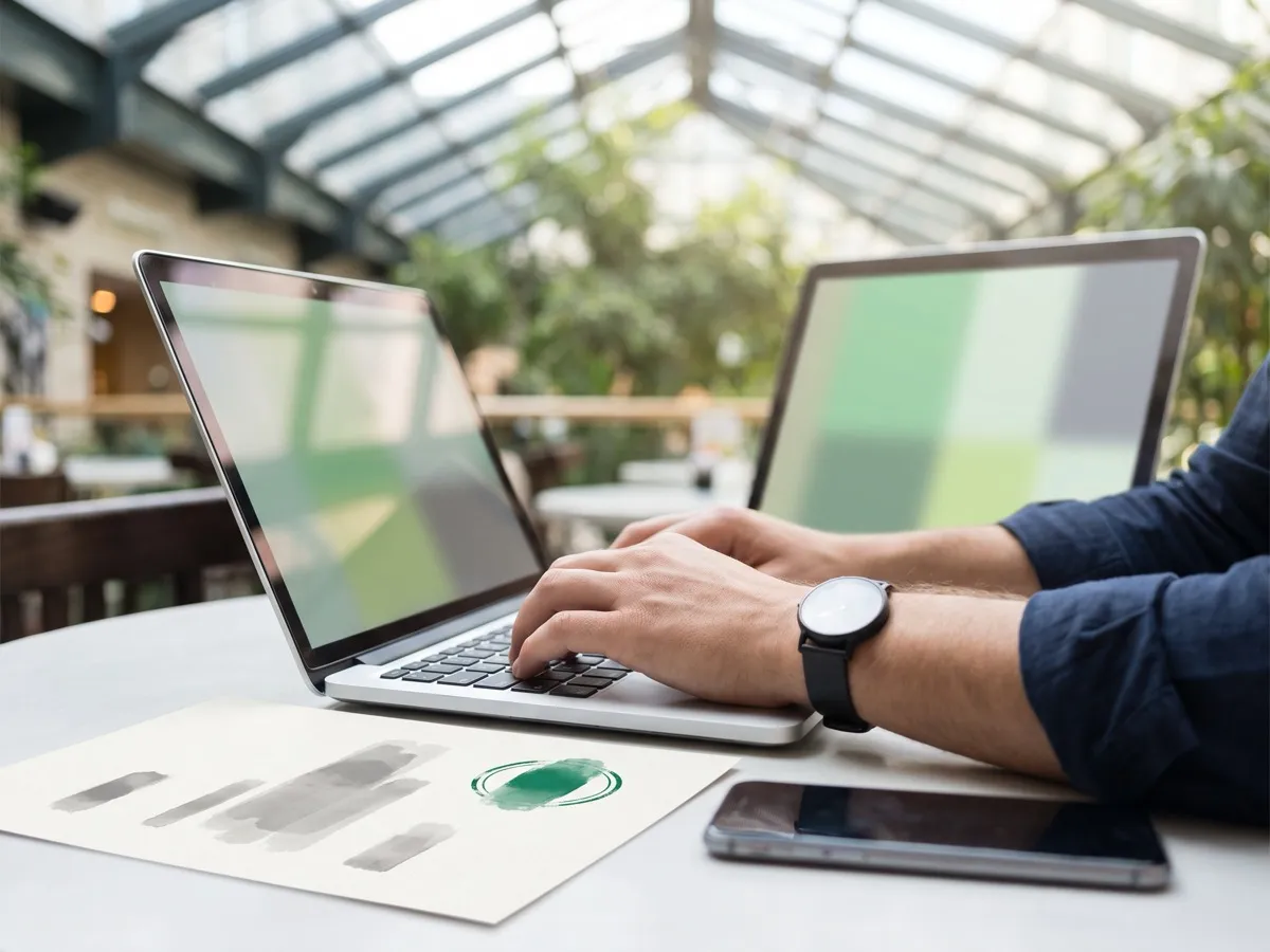 Indépendant travaillant sur son ordinateur portable avec une facture