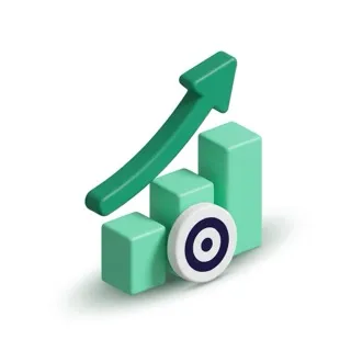 Icône 3D courbe de croissance, Excel pour le commercial et le CRM