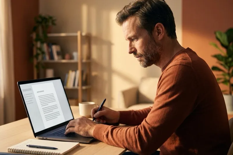 Professionnel rédigeant un document long structuré — formation Word à Nîmes