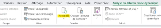 Actualiser un tableau croisé dynamique Excel après modification des données