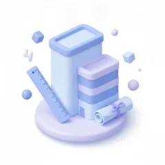 Icône 3D bâtiment et équerre d'architecte — architecture et bâtiment