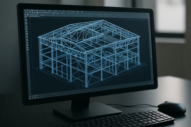 Écran logiciel AutoCAD avec modèle 3D d'un bâtiment industriel pour une formation CAO à Alès