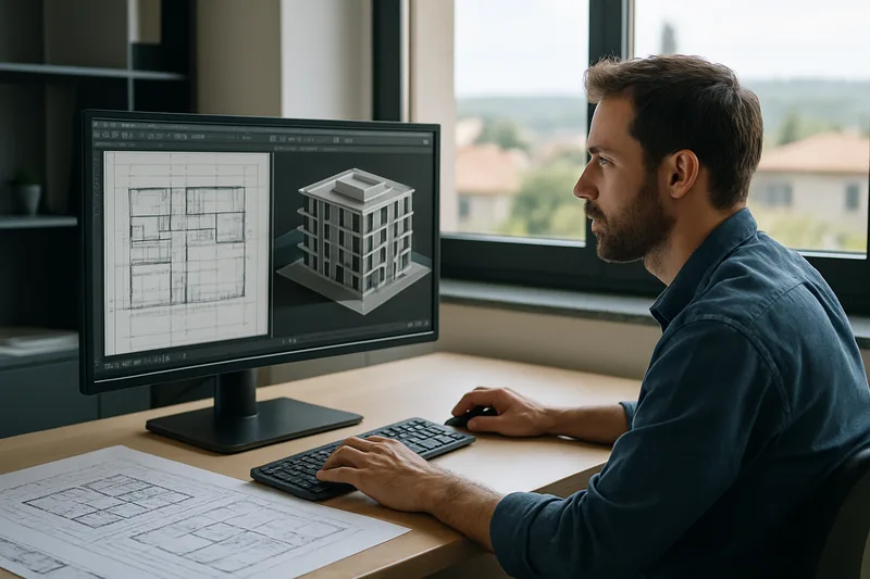 Technicien en bureau d'études utilisant un logiciel CAO 3D à Arles