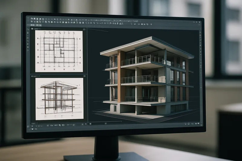 Écran logiciel CAO 3D AutoCAD modélisation plan bâtiment formation Lille