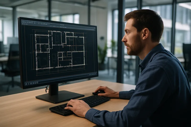 Technicien bureau d'études travaillant sur des plans CAO 3D à Reims