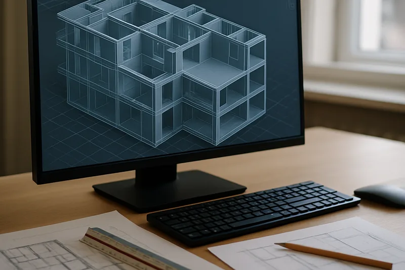 Écran logiciel AutoCAD affichant un plan technique 3D en formation CAO à Reims