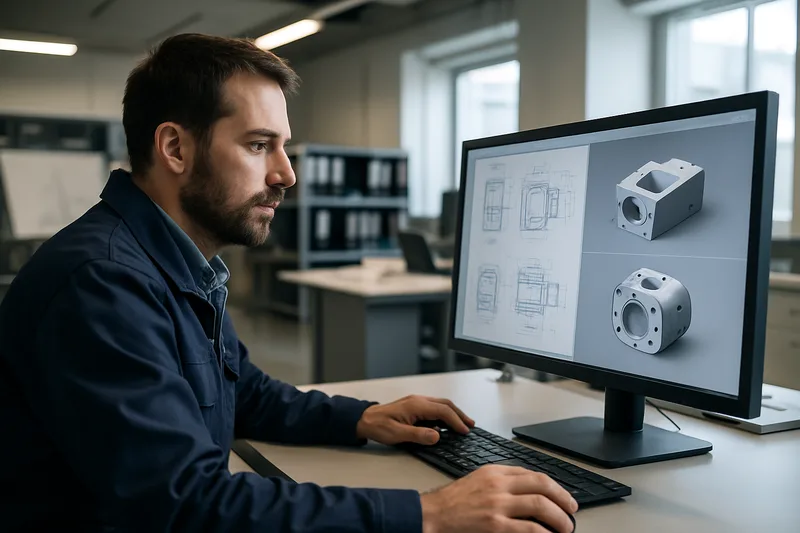 Technicien bureau d'études CAO 3D à Saint-Étienne travaillant sur un plan industriel