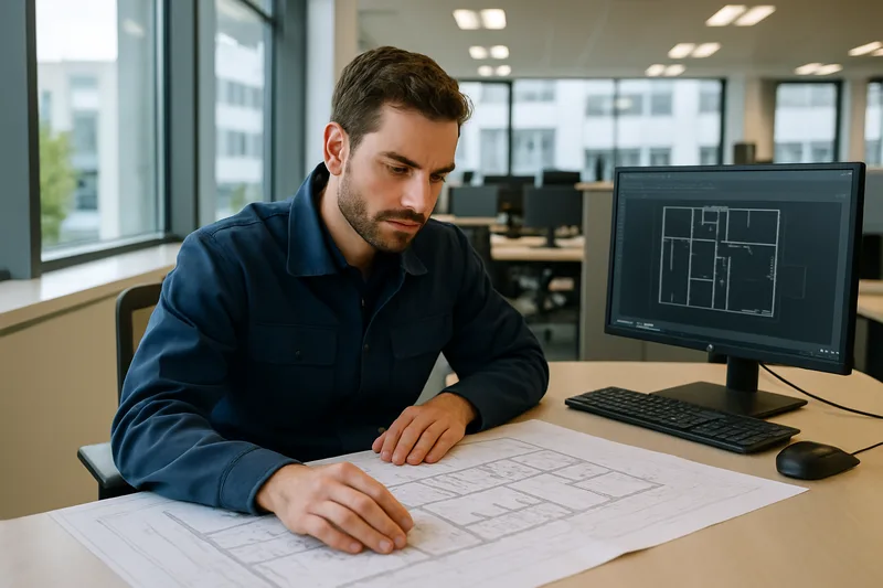 Formation CAO 3D à Villeurbanne — technicien en bureau d'études travaillant sur des plans architecturaux