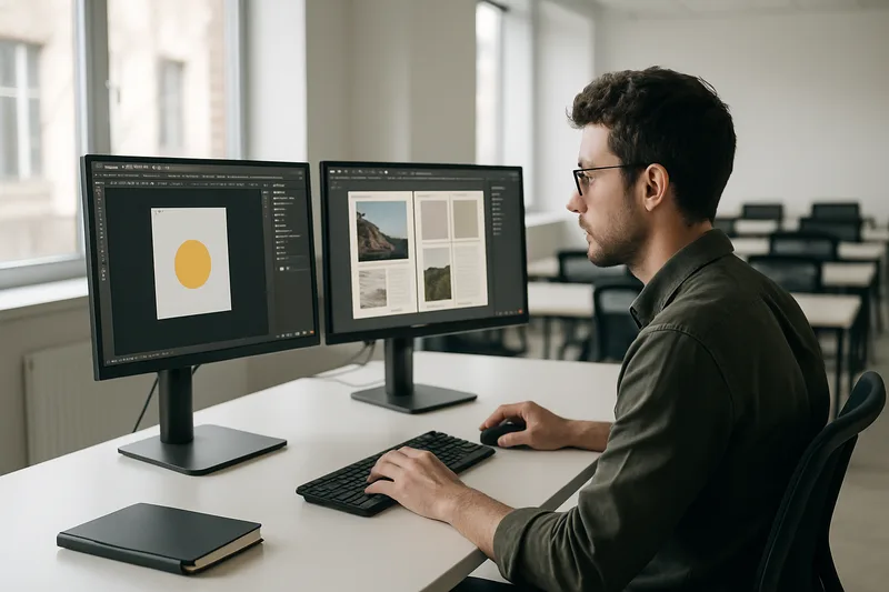 Formation PAO à Clermont-Ferrand — graphiste travaillant sur la chaîne graphique Adobe