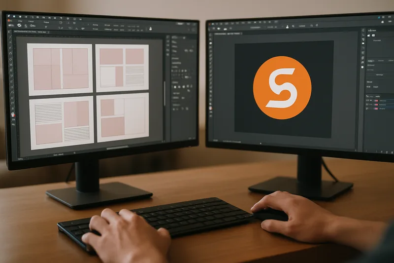 Écran InDesign et Illustrator lors d'une formation PAO à Clermont-Ferrand