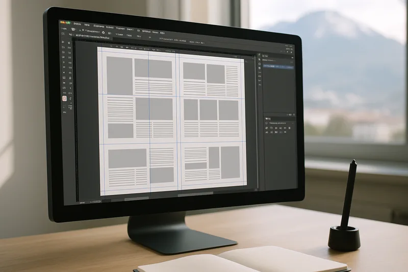 Écran Adobe InDesign lors d'une mise en page professionnelle, formation PAO Grenoble