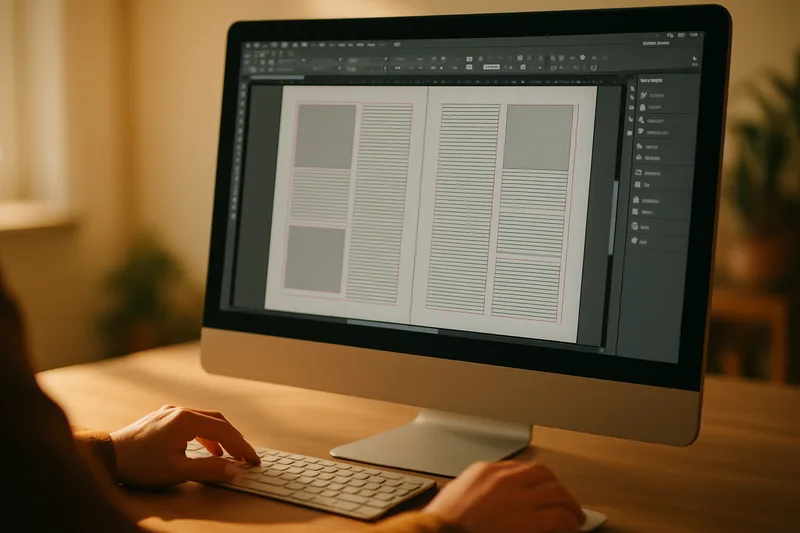 Écran de mise en page InDesign lors d'une session de formation PAO à Martigues