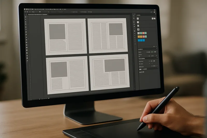 Écran Adobe InDesign avec une mise en page de brochure en cours — formation PAO Montpellier