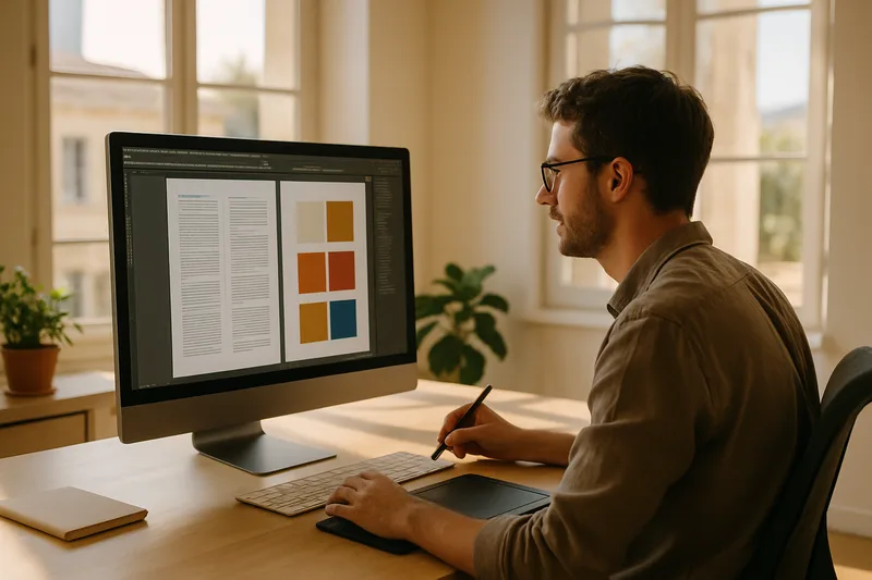 Formation PAO à Nîmes — graphiste en agence travaillant sur une mise en page print