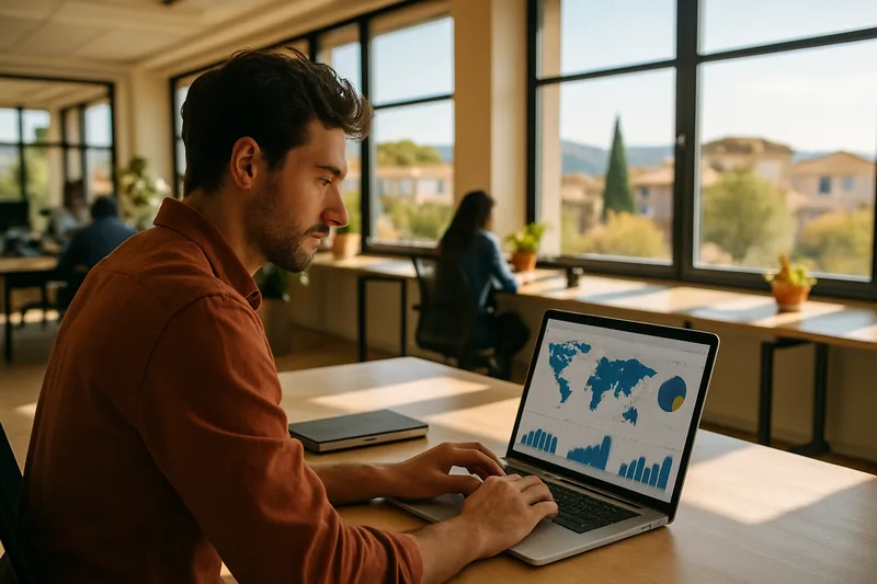 Formation webmarketing à Alès — professionnel analysant une stratégie d'acquisition digitale dans un espace de travail moderne