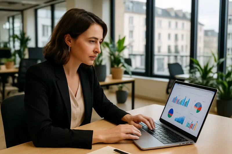 Formation webmarketing à Rennes — professionnelle analysant une stratégie d'acquisition digitale