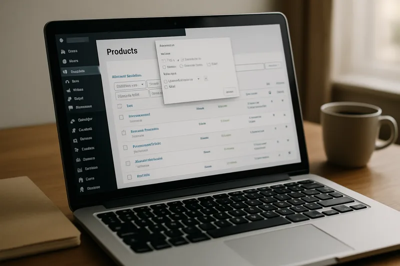 Écran d'administration WordPress montrant la configuration d'une boutique WooCommerce lors d'une formation à Alès