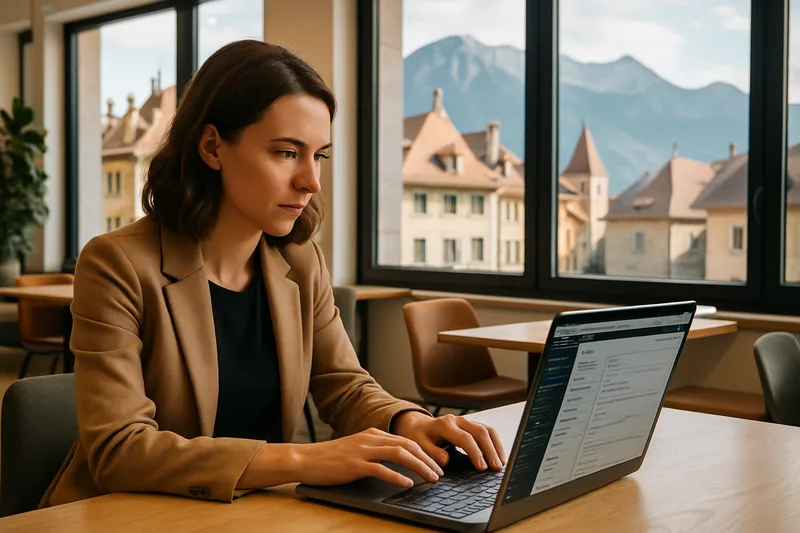 Professionnelle indépendante travaillant sur son site WordPress dans un espace de coworking à Annecy