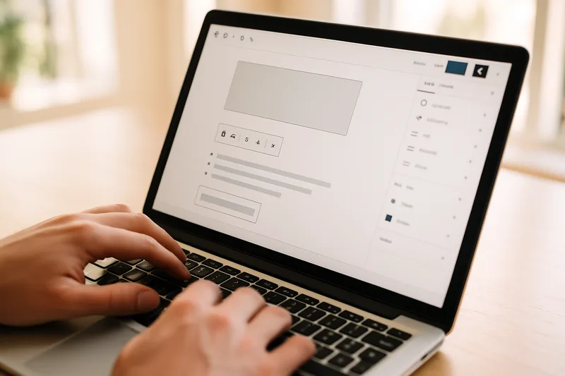 Écran d'administration WordPress montrant l'éditeur de blocs lors d'une formation à La Seyne-sur-Mer