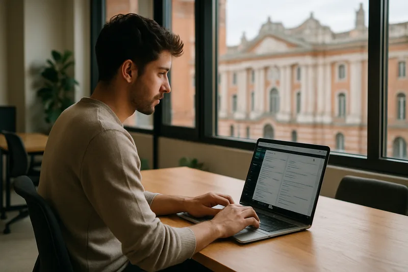 Formation WordPress à Toulouse — professionnel travaillant sur son site web dans un espace de coworking toulousain