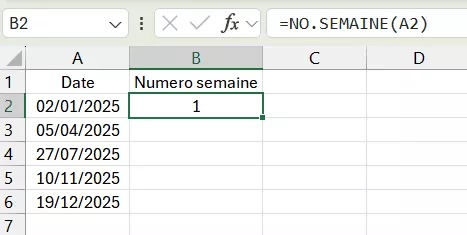 Numéro de semaine Excel : NO.SEMAINE, année et calendrier