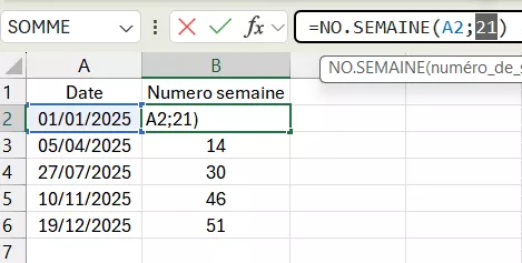 Erreur à éviter avec la fonction numéro de semaine Excel