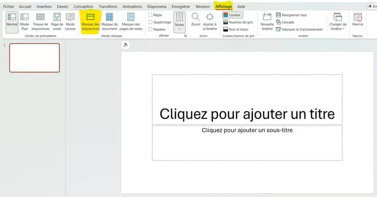 Masque de diapositive PowerPoint