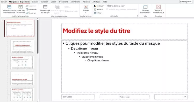 Modification masque de diapositive PowerPoint