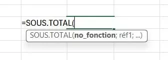 Fonction SOUS.TOTAL Excel